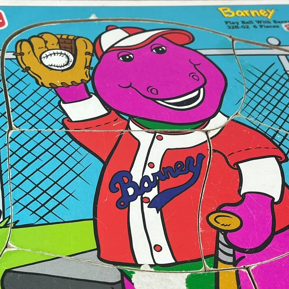 Play Ball With Barney‎ Wooden Puzzle: Vintage Nursery Decor
